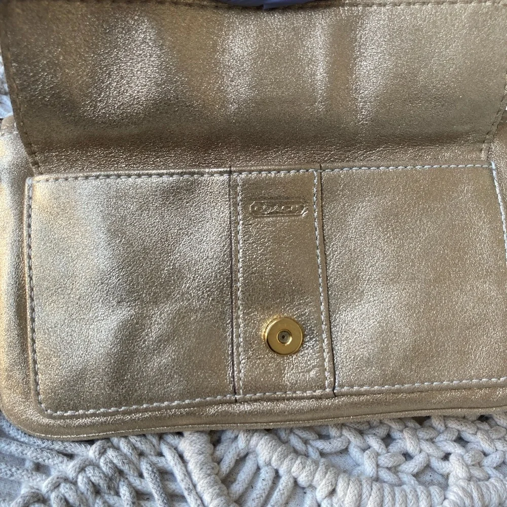 COACH Gold Metallic Wristlet